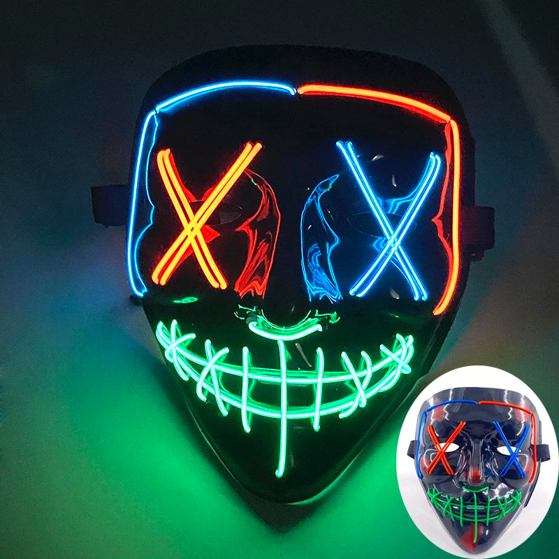 Multi Style Glowing LED Purge Mask Professional Wireless Luminous Party Mask Flashing Decorative Headgear Masker For Halloween