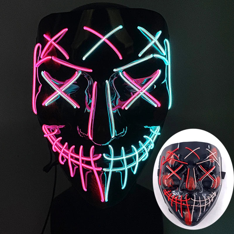 Multi Style Glowing LED Purge Mask Professional Wireless Luminous Party Mask Flashing Decorative Headgear Masker For Halloween