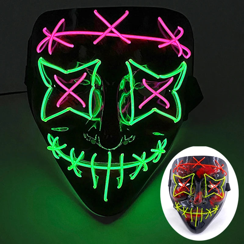 Multi Style Glowing LED Purge Mask Professional Wireless Luminous Party Mask Flashing Decorative Headgear Masker For Halloween