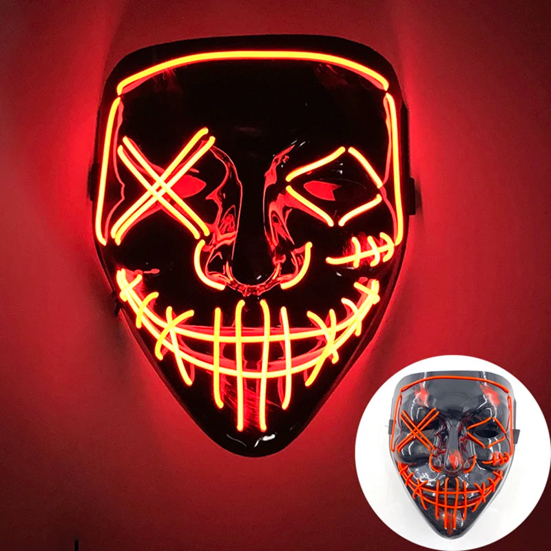 Multi Style Glowing LED Purge Mask Professional Wireless Luminous Party Mask Flashing Decorative Headgear Masker For Halloween