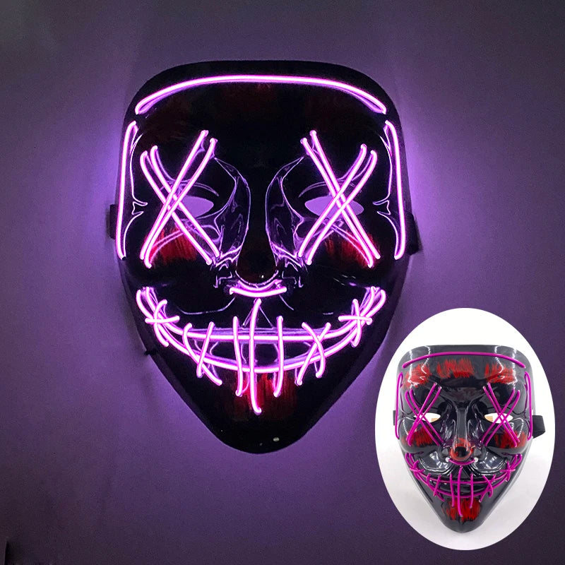 Multi Style Glowing LED Purge Mask Professional Wireless Luminous Party Mask Flashing Decorative Headgear Masker For Halloween