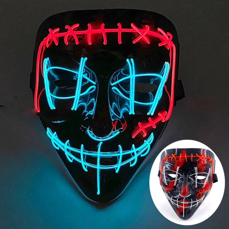 Multi Style Glowing LED Purge Mask Professional Wireless Luminous Party Mask Flashing Decorative Headgear Masker For Halloween